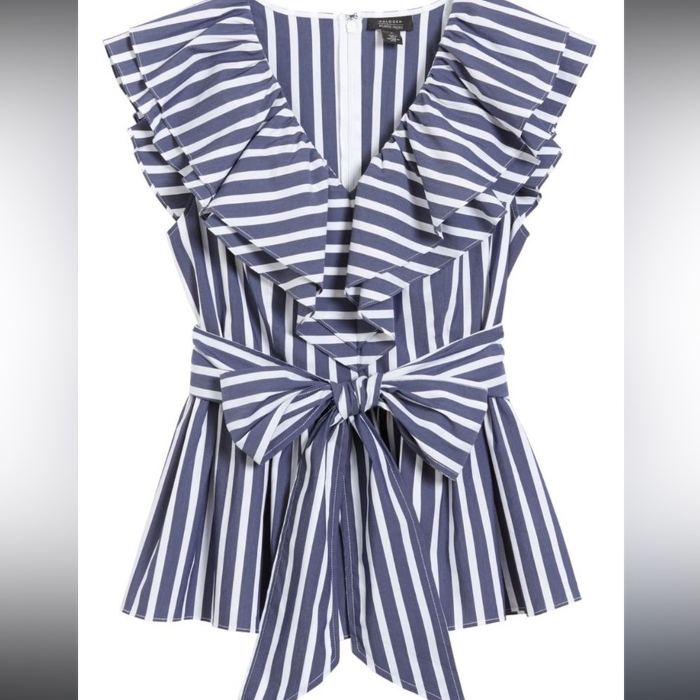 Nwt Halogen ®
x Atlantic-Pacific Ruffle
Stripe Tie Top - Picture 2 of 4